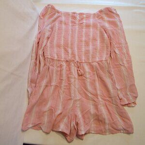 Justice Pink and White Striped Shorts Romper/Jumper
